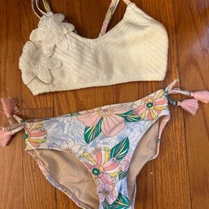 Floral Pink and Cream Kids One Piece